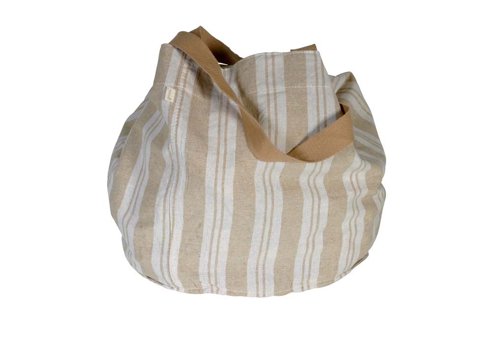 BOLSO REDONDO LONA CON RAYAS BEIGE MALUCA