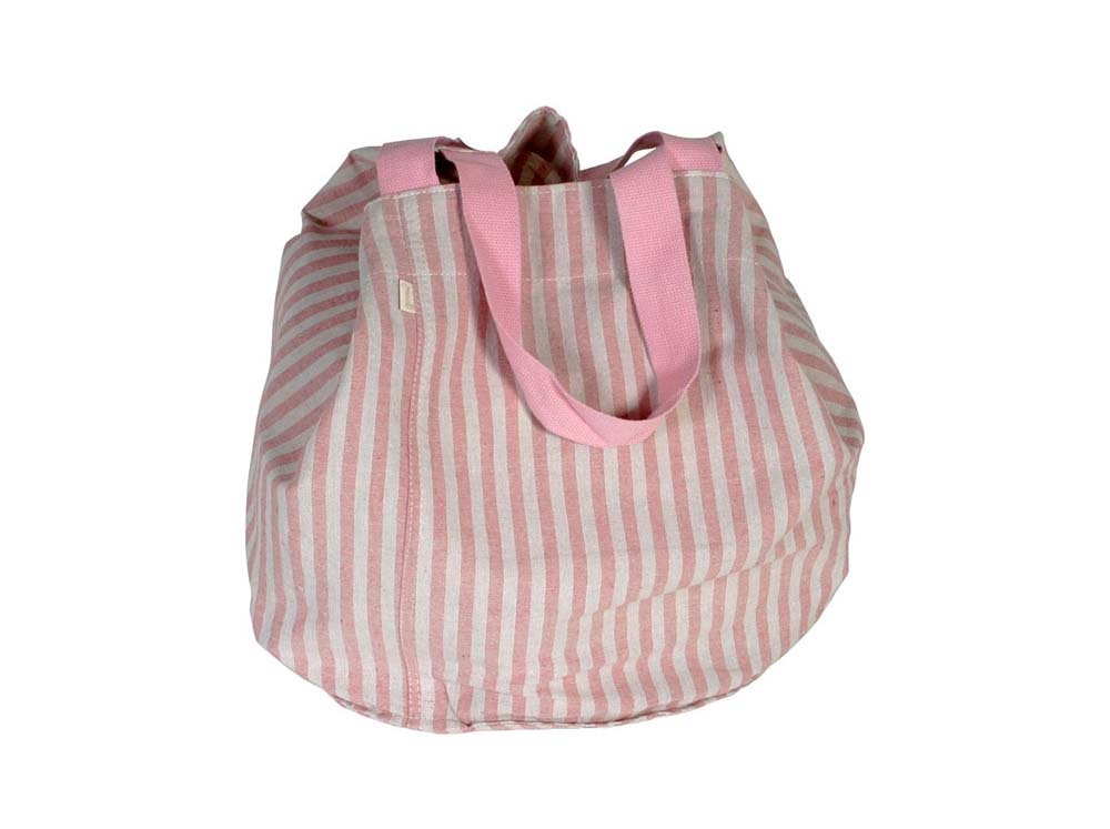 BOLSO REDONDO LONA CON RAYAS ROSA MALUCA
