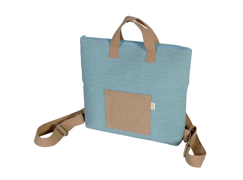 MOCHILA LONA CON BOLSILLO COLOR AGUAMARINA MALUCA