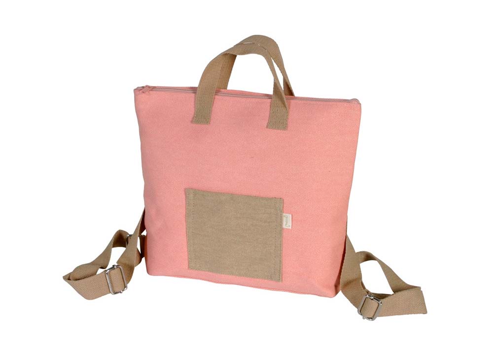 MOCHILA LONA CON BOLSILLO COLOR CORAL MALUCA
